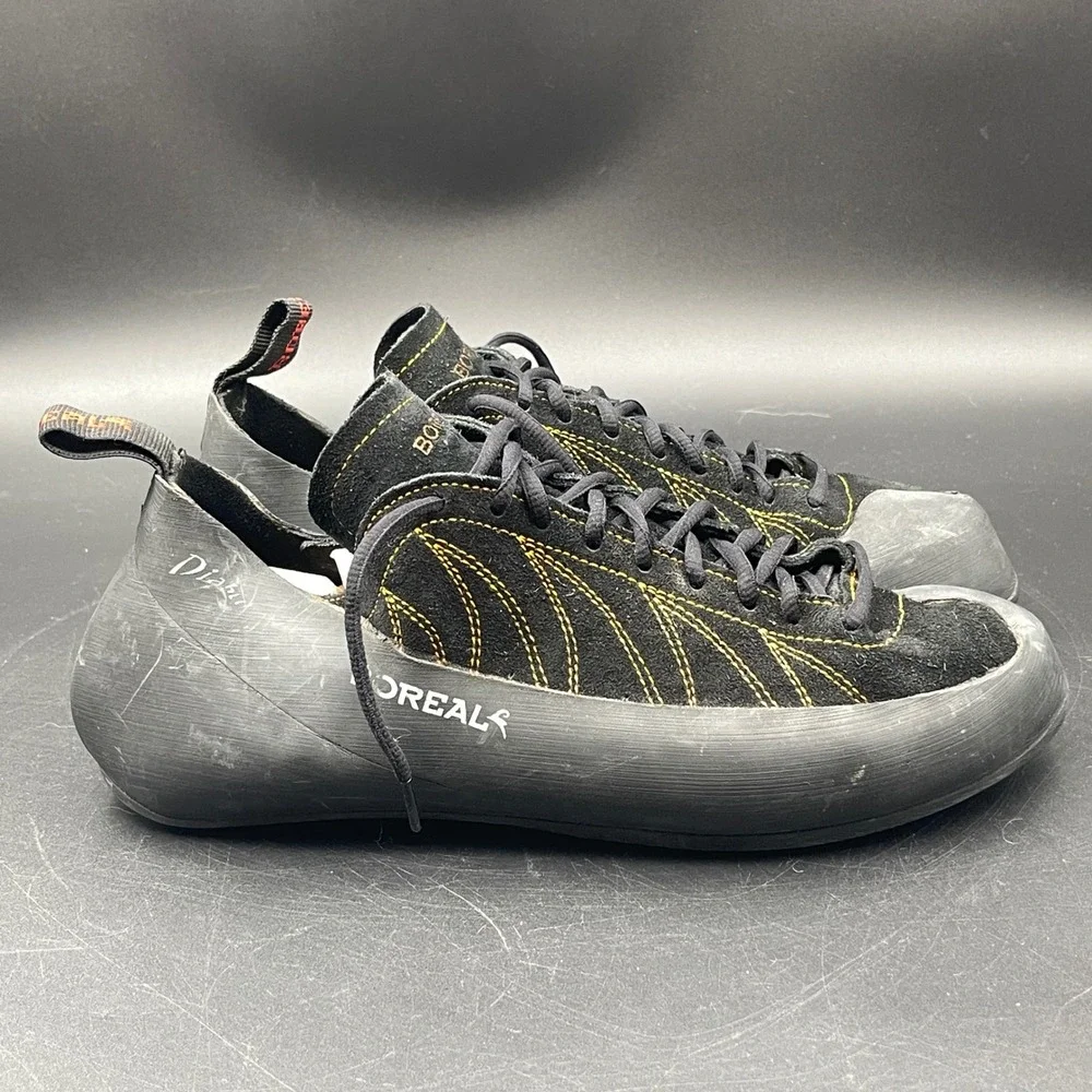 Boreal Diablo Rock Climbing Shoes Mens 12.5 Black Yellow Suede Lace Up